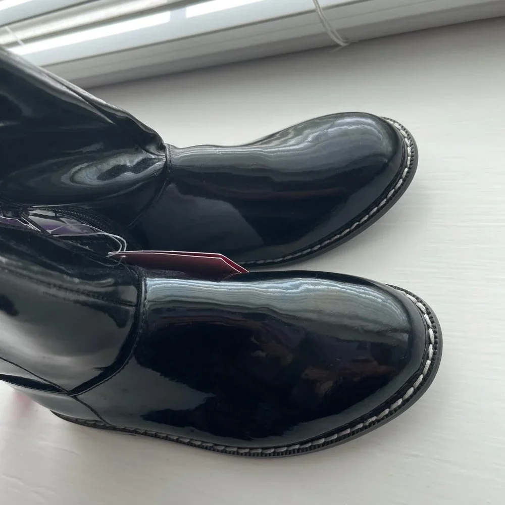 New Gymboree Girls Black Patent Boots Size Youth 13